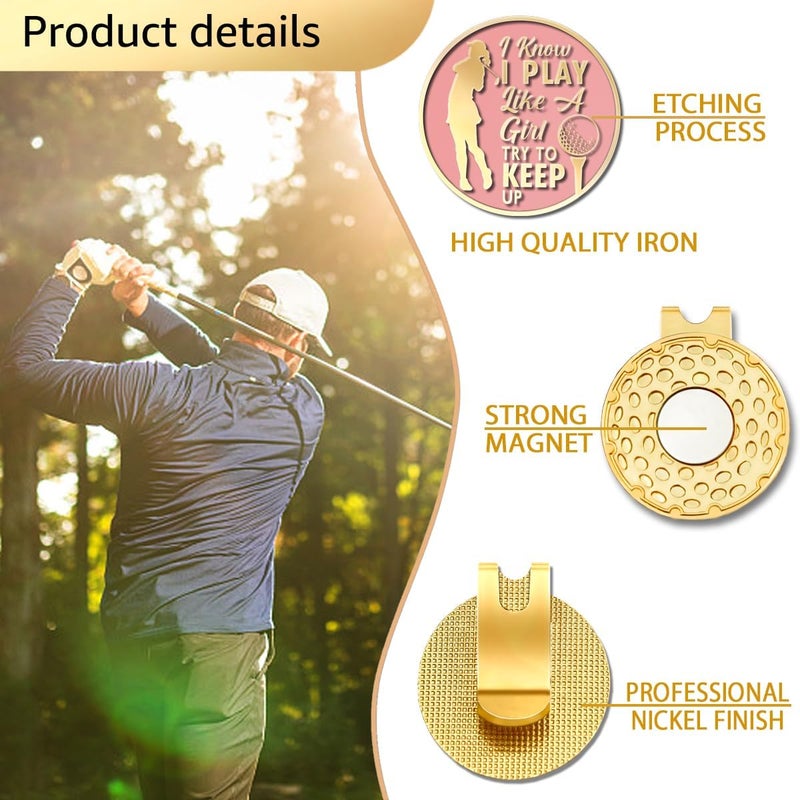GEYGIE Pink Golfer Ball Marker with Magnetic Hat Clip, Funny Golf Accessories Gifts for Men Women, Novelty Birthday Gifts for Men Women Golfer Fan - Image 3